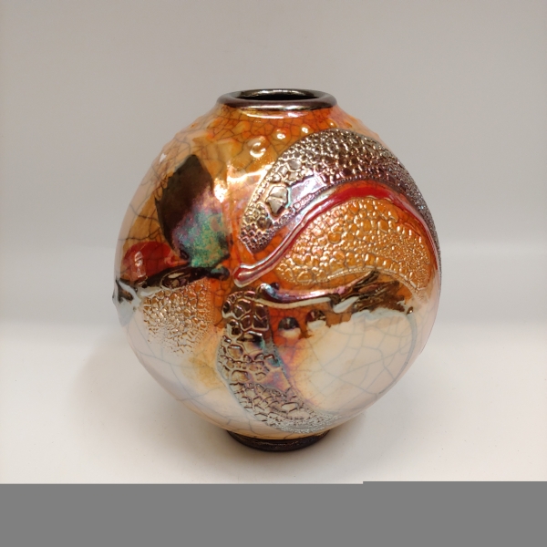 Click to view detail for #221174 Raku Vase 3x Fired 6x5 $32